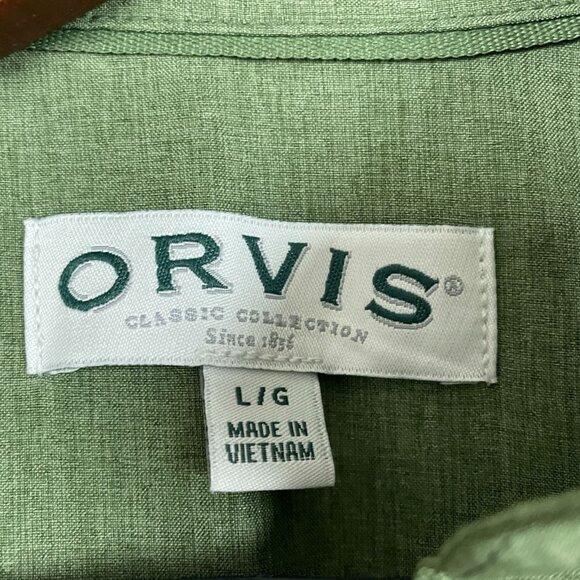 Orvis Mens Classic Green Short Sleeve Button-Down Shirt Size L a1480 - Picture 2 of 5
